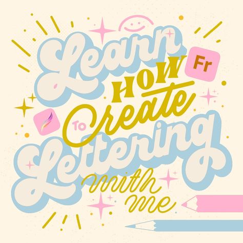 ✏️ Comment “letter” to learn how to handletter using Procreate & Adobe Fresco! ✨ Right now I’m holding an early spring sale for my most popular course and it comes with a bundle! Grab 6 freebies when you enroll in my Handlettering & Business Course 🙌 👩🏻‍💻 I created this course for me 8 years ago. Everything I wish I knew about running a handlettering and illustration business is all in this course. Things like: 1. Contracts 2. Pricing Services 3. Tools & Software for business 4. How to l... Adobe Fresco Art, Teaching Illustration, Trendy Lettering, Handwriting Typography, Drawing Apps, Typographic Artwork, Lettering Poster, Lettering Procreate, Cute Typography