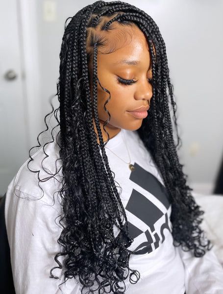 Bra Length Boho Knotless Braids, Medium Bohemian Knotless Braids Shoulder Length, Armpit Length Braids, Boho Braids Mid Length, Mid Length Boho Braids, Midback Boho Knotless Braids, Medium Length Boho Knotless Braids, Mid Back Boho Knotless Braids, Medium Length Boho Braids