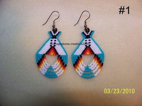 Choose your color  Beaded Teepee earrings with loops Beautiful Beaded Earring, Native Beading Patterns, Beaded Earrings Native, Beadwork Designs, Beaded Earrings Tutorials, Native American Beaded Earrings, Brick Stitch Earrings, Seed Bead Patterns, Beaded Earrings Patterns