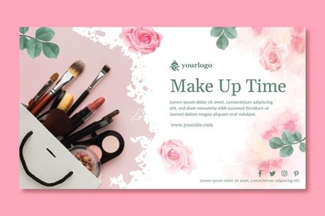 Cosmetic banner template | Premium Vector #Freepik #vector #banner #business #templates #beauty Beauty Parlour Business Card, Makeup Banner Design, Makeup Artist Business Cards Design, Beauty Banner, Cosmetic Banner, Makeup Business Cards, Elegant Business Cards Design, Visiting Card Templates, Beauty Salon Posters