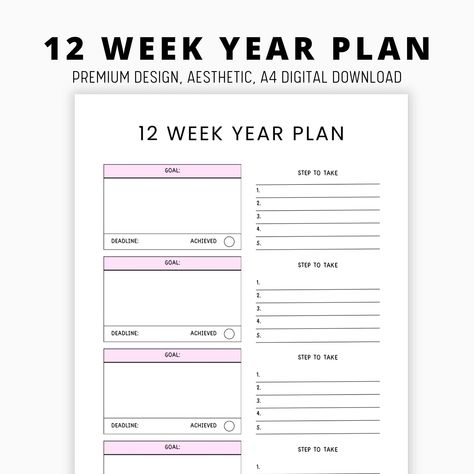 #12_Week_Year_Templates #12_Week_Year_Planner #12_Week_Year #Quarterly_Goals 12 Week Year Templates Free, 12 Week Year Templates, 12 Week Year Planner, Business Daily Planner, Monthly Reset, 12 Week Year, Quarterly Goals, Task Tracker, Year Planner