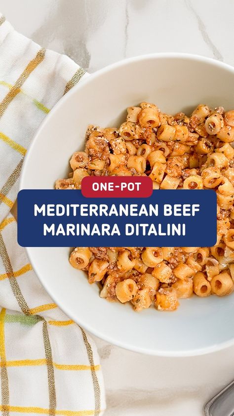 Barilla US | For a back-to-school dish that's easy and fulfilling, try @mistergoodmoodfood's One-Pot Mediterranean Beef Marinara Ditalini. (Watch until... | Instagram Barilla Pasta Recipes, Mediterranean Beef, Pasta Tomato, Barilla Pasta, Ditalini Pasta, Chicken Bouillon, Pasta Lover, Dinner Inspiration, Diced Onions