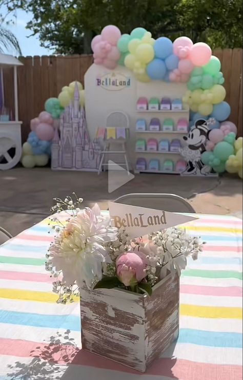 Disneyland Birthday Party Theme Centerpieces, Disney Baby Shower Centerpieces, Disneyland Pastel Birthday, Disneyland Theme Centerpieces, Baby Land Baby Shower Theme, Disneyland Centerpieces Birthday, Disney Centerpieces Birthday, Babyland Shower Theme, Disneyland Baby Shower Theme