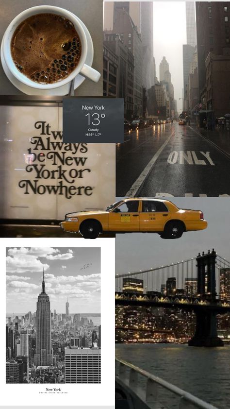 New York City Fall Aesthetic, City Fall Aesthetic, Rainy New York City, Fall Aesthetic Coffee, Nyc Collage, Rainy New York, New York City Fall, New York Dream, Vision Collage