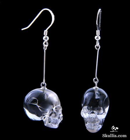 Quartz Rock Crystal Crystal Skull Earrings Aretes Dark, Rock Accessories, Skull Earring, Bone Accessories, Carved Skull, Crystal Skulls, Rocker Girl, Quartz Rock, Skull Jewelry