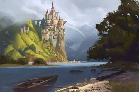 Beaux Arts Architecture, Castle Sketch, Castle Painting, Castle On The Hill, Castle Art, Walled City, Fantasy City, Fantasy Castle, Fantasy Setting