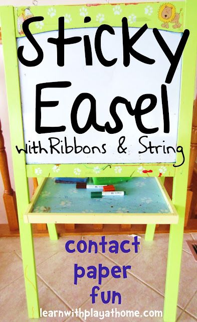 Sticky Easel: Ribbons and String Toddler Easel, Easel Ideas, Play Stations, Easel Activities, Tot School, Sensory Experience, Play Based, Unschooling, Learning Ideas