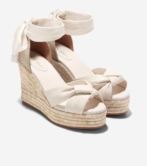 Women's Cloudfeel Hampton Wedge Sandals in Beige Or Khaki | Cole Haan Sandals Heels Outfit, Mini Heels, Summer Sandals Heels, Heel Sandals Outfit, Tie Heels, Heels Outfits, Cute Heels, Shoe Inspo, Aesthetic Shoes