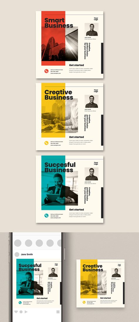 Business Instagram Post Templates for Adobe Illustrator Professional Graphic Design, Drawing Templates, Graphic Design Software, Social Media Design Graphics, Instagram Business, Premiere Pro, Social Media Business, Instagram Post Template, Photoshop Illustrator