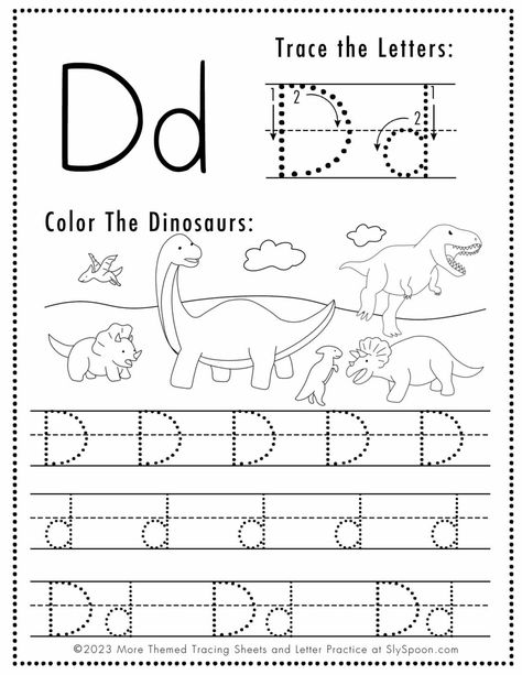 D Tracing Worksheet, Letter D Tracing, Tracing Letters Preschool, Letter Tracing Printables, Letter D Worksheet, Letter D Crafts, Free Printable Alphabet Worksheets, Letter Worksheets For Preschool, Printable Alphabet Worksheets