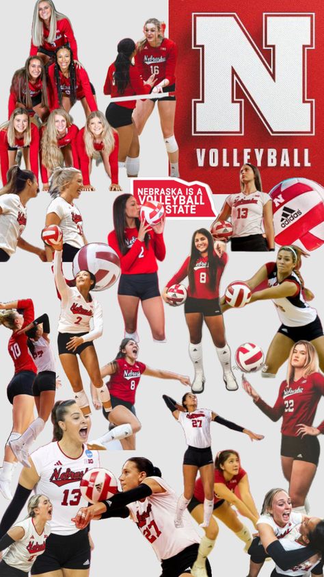 #vb #volleyball #nebraska #nebraskavolleyball #nebrakavb #red Ncaa Volleyball Championship, Nc State Volleyball, Volleyball Nebraska, Volleyball Collage, Nebraska Volleyball, Volleyball Cheers, Sports Crafts, Volleyball Setter, Volleyball Designs