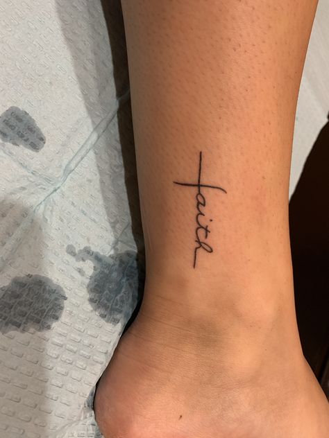 Cross Tattoo On Ankle, Tattoo On Ankle, Faith Hope Love Tattoo, Tattoos Inspo, Cross Tattoos For Women, Cross Tattoos, Faith Tattoo, Classy Tattoos, Rib Tattoo