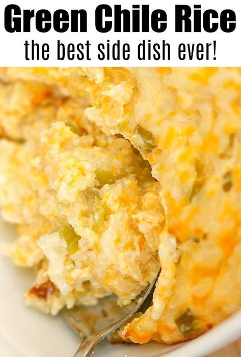 Green Chile Rice Recipe #Chile #Recipe Green Chili Rice, Chile Casserole, Green Chile Rice, Rice Recipes Side, Rice Sides, Green Chile Recipes, Green Chili Recipes, Chili Rice, Rice Side Dish Recipes