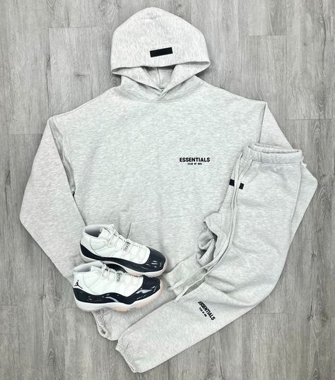 Grey Essentials Hoodie Outfit Men, Guys Fashion Swag, Pikachu Hoodie, Nike Clothes Mens, Fire Clothes, Hoodie Outfit Men, Sneakerhead Fashion, Drippy Outfit, Cosy Outfit