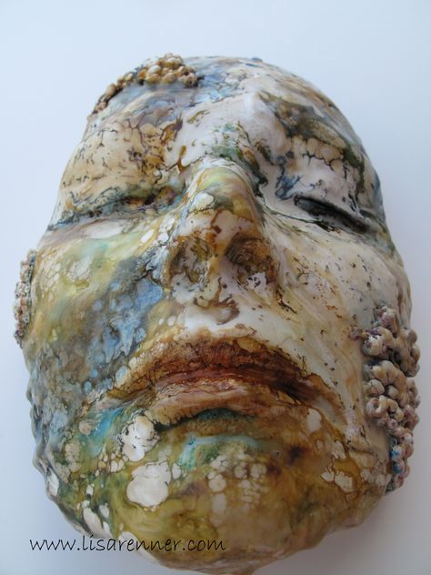 Lisa Renner's face in plaster: once the process was complete she applied encaustic over the surface, incorporating a shellac-burn to render the finished result. Encaustic Sculpture, Decay Art, Wax Sculpture, Wax Art, Plaster Sculpture, Encaustic Art, Encaustic Painting, Human Form, Arte Inspo