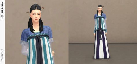 Chinese Dress - Huansha - Screenshots - The Sims 4 Create a Sim - CurseForge Sims 4 Asian Build, Sims 4 Chinese Cc Maxis Match, Kerbal Space Program, Body Skirt, Best Mods, Tang Dynasty, Chinese Hanfu, Ts4 Cc, Chinese Clothing