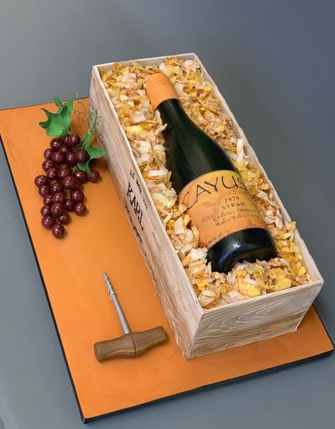 Wine Theme Cakes, Wine Bottle Cake, Confectionary Art, Birthday Wine Bottles, Wine Cake, Bottle Cake, Sculpted Cakes, Awesome Cakes, Special Occasion Cakes