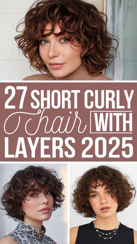 In 2025, short curly hair with layers is taking center stage in the world of fashion-forward haircuts. From natural curls to edgy pixie cuts, women are embracing bold, layered styles that add volume, definition, and flair. These haircuts not only suit various hair types like 3a, 3b, and 3c curls, but they are also designed to flatter different face shapes, such as round or plus-size faces. #27 Playful Layered Bob with Wavy Curls This layered bob enhances natural curls, creating soft waves ... Layered Bob For Curly Hair, Bob For Curly Hair, Short Curled Bob, Short Curly Hair With Layers, Curly Hair With Layers, Round Face Curly Hair, Curly With Bangs, Curly Angled Bobs, 3c Curls