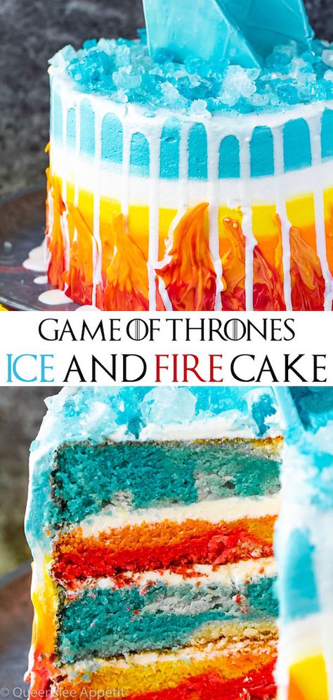 Fire And Ice Cake, Unbelievable Cakes, Fancy Deserts, Fantasy Cakes, Fire Cake, Ice Party, Greatest Show On Earth, Gala Themes, Yellow Candy