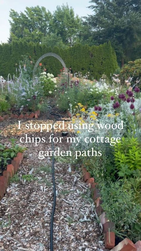 80K views · 3.9K reactions | Galena Berkompas • Urban Flower Farm • Education on Reels | Gia Margaret · Hinoki Wood Cottage Garden Paths, Wood Chips Landscaping, Wood Chips Garden, Micro Clover, Hinoki Wood, Garden Tool Organization, Landscaping Images, Edible Landscaping, Wood Chips