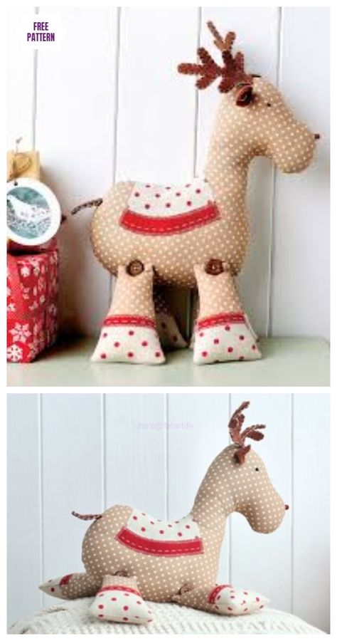 DIY Roger Reindeer Free Sew Pattern & Tutorial Christmas Stuffed Animals Diy, Tilda Patterns, Diy Christmas Reindeer, Cloth Animals, Diy Christmas Angel Ornaments, Christmas Critters, Christmas Party Crafts, Diy Felt Christmas Ornaments, Christmas Fabric Crafts