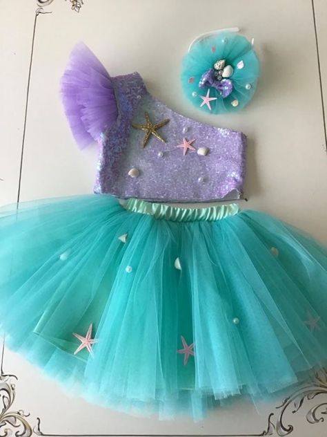 Little Mermaid Baby Dress, Mermaid Theme Decorations Diy, Ariel Princess Birthday Party, Mermaid Baby Dress, Ariel Dress For Kids, Ariel The Little Mermaid Birthday Party, Mermaid Kids Costume, Mermaid Costume For Kids, Mermaid Birthday Party Dress