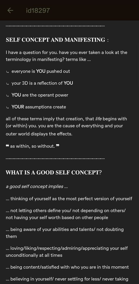 How To Manifest Appearance Changes, How To Change Self Concept, Self Concept Work, Self Concept Journal Prompts, Self Concept Affirmations, Manifesting Inspiration, Habits Of Mind, Spirituality Affirmations, Spiritual Psychology