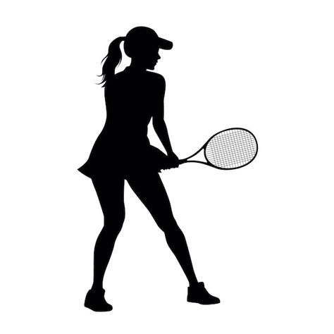 Tennis Svg Free, Tennis Stickers Printable, Tennis Clipart, Tennis Silhouette, Tennis Svg, Sports Person, Person Silhouette, Tennis Mom, Ben And Holly