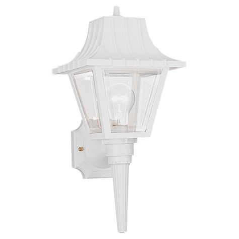 White 8-Inch Wide One-Light Outdoor Wall Lantern Outdoor Lighting Fixtures, Wall Mount Lantern, Incandescent Light, Sea Gull, Generation Lighting, Sea Gull Lighting, Outdoor Sconces, Outdoor Light Fixtures, Barn Lighting