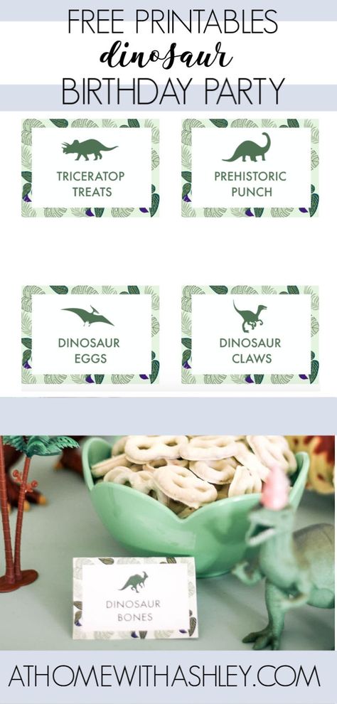 Food For A Dinosaur Birthday Party, Dinosaur Diy Decorations Party Ideas, Dino Party Free Printables, Free Dinosaur Birthday Invitations, Dino Party Food Labels, Dinosaur Party Labels Free Printable, Cricut Dinosaur Birthday, Dino Printables Free, Dinosaur Birthday Printables Free