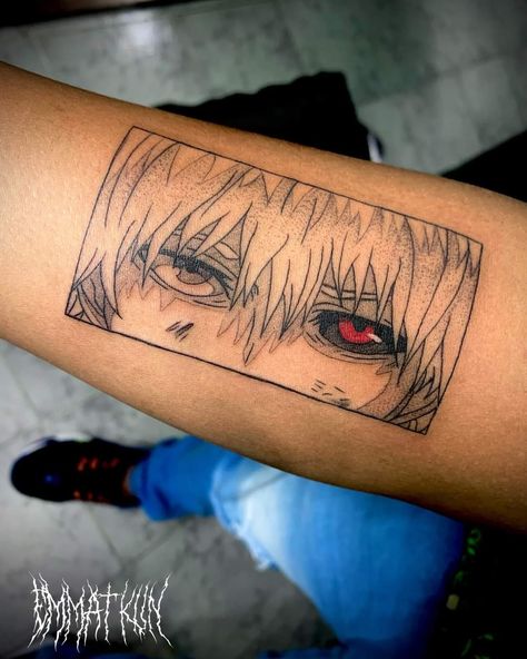 Tokyo Ghoul Manga Panel Tattoo, Anime Strip Tattoo, Anime Filler Tattoo, Tokyo Ghoul Manga Tattoo, Anime Tattoos Tokyo Ghoul, Ken Kaneki Tattoo, Tokyo Ghoul Tattoo Designs, Tokyo Ghoul Tattoo Ideas, Kaneki Tattoo