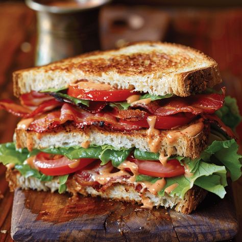 The Secret To An Unbelievable BLT Is In This Spicy Sauce Loaded Blt Sandwich, Ultimate Blt Sandwich Recipes, Spicy Blt Sandwich, Sauce For Blt Sandwich, Blt Sauce Recipes, Blt Sandwich Sauce, Best Blt Sandwich Recipes, Summer Camp Food, Blt Sauce