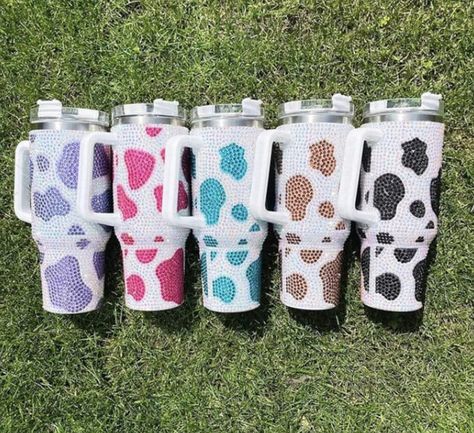 ♡ 40 ounces  ♡ Stainless Steel Tumbler ♡ Hand wash only ♡ Great for wine, coffee, water, etc. ♡ Free shipping on orders $35+ ♡ For any questions you may have, please feel free to email me at sundazedesignzz@gmail.com! Stanley Cup Cow Print, Cow Print Stanley Cup, Cow Cups, Western Cups, Cow Tumblers, Cow Print Cup, Cute Tumblers, Cow Print Tumbler, Cow Stuff