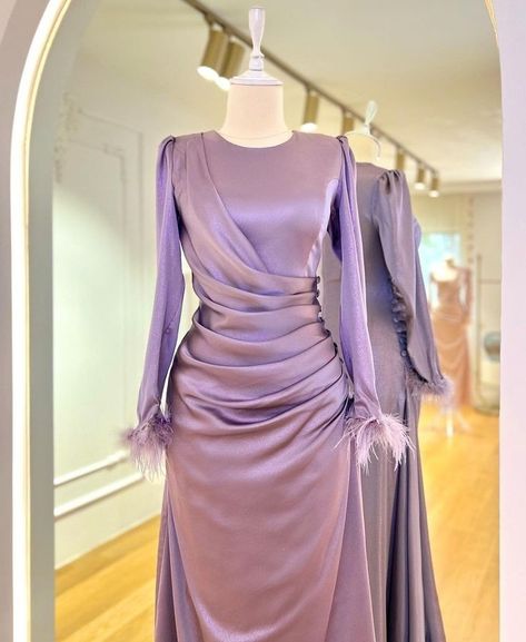 Silk Long Dress Satin Hijab, Purple Satin Dress Hijab, Lilac Hijab Dress, Gaun Satin Dresses Hijab, Lilac Dress Hijab, Satin Silk Dress Hijab, Gaun Satin Hijab, Purple Modest Dress, Simple Satin Dress Hijab