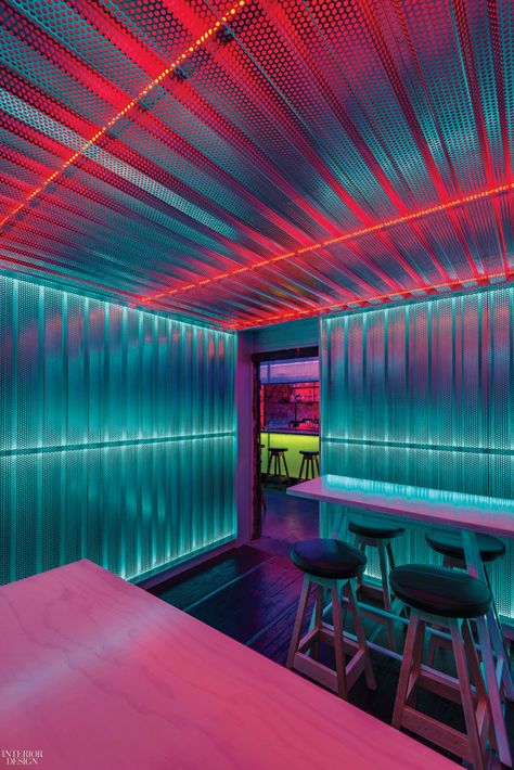 Detroit Eatery by Undecorated Mimics Bangkok’s Bright Lights Visuell Identitet, Bar Design Awards, Nightclub Design, Warehouse Design, Ao Nang, Bar Interior, Design Apartment, Lighting Design Interior, Interior Design Magazine