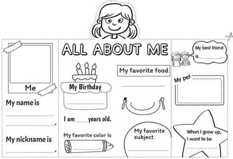 All About Me Project, All About Me Crafts, All About Me Poster, All About Me Preschool, All About Me Activities, Kindergarten Reading Activities, English Teaching Materials, English Activities For Kids, About Me Activities