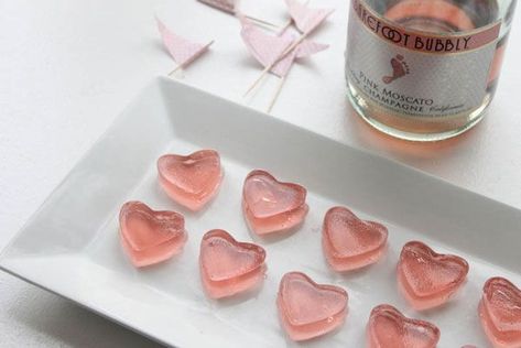 Pink Champagne Heart Shaped Jello ShotsDelish Champagne Jelly, Champagne Jello Shots, Jelly Shots, Jello Shot Recipes, Hens Party, Shot Recipes, Sauce Pan, Jello Shots, Pink Hearts