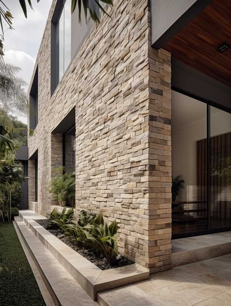 17+ Stunning Exterior Natural Stone Cladding Trends to Watch • 333+ Images • [ArtFacade] Natural Stone Cladding Exterior, Exterior Natural Stone, Exterior Stone Wall Cladding, House Exterior Cladding, Stone Cladding Exterior, Wall Cladding Tiles, Rendered Houses, Natural Stone Cladding, Exterior Wall Cladding