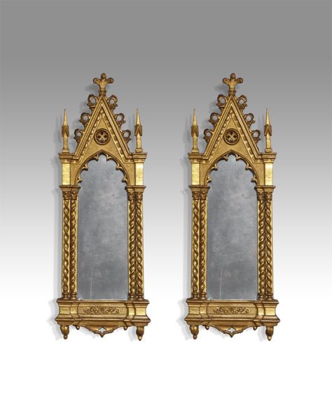 Gothic Mirrors, 19th Century Gothic, Overmantel Mirror, Diy Mirror Wall Decor, Sculpture Reference, Plant Witch, Antique Wall Mirror, Victorian Castle, Gold Glitter Paint