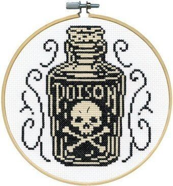 Disney Villains Cross Stitch Patterns, Cross Stitch Potion Bottles, Cross Stitch Gothic Pattern, Free Witchy Cross Stitch Patterns, Cross Stitch Spooky, Cross Stitch Patterns Goth, Supernatural Cross Stitch Patterns, Pop Culture Cross Stitch, Punk Cross Stitch