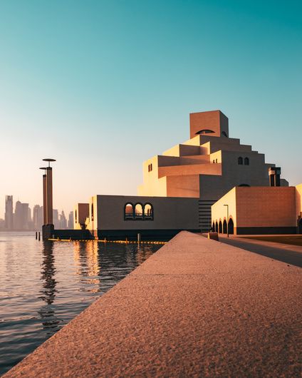 "Sundown at Museum of Islamic Arts" by Kim Reyes #fstoppers #Architectural #artarchitecturephotographyarchitecturedesignarchitectureloverssymmetry #Outdoor #museum #wideangle Islamic Museum, Fumihiko Maki, Modern Islamic Architecture, Islamic Art Museum, Outdoor Museum, Museum Of Islamic Art, I M Pei, Contemporary African Art, Doha Qatar