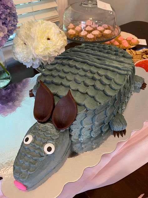 Armadillo Cake Steel Magnolias, Steel Magnolias Party, Armadillo Cake, Fair Cake, Dolly Party, Magnolia Cake, Decorating Desserts, Steel Magnolias, Moms Birthday