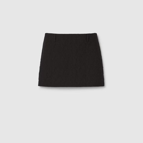 Textured cotton mini skirt in black | GUCCI® International Gucci Skirt, Collage Outfits, Cotton Mini Skirt, Mini Skirt Style, Gucci Store, Fits Inspo, Airport Fashion, Black Mini Skirt, Chanel Black