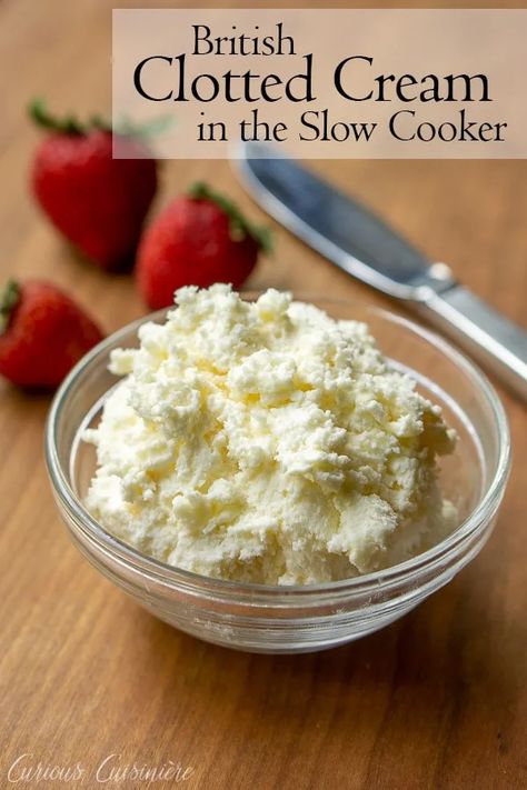 Clotted cream is a light a creamy British spread. Use this recipe to make it in your slow cooker! Clotted Cream Recipes, Small Slow Cooker, White Chocolate Buttercream, Afternoon Tea Recipes, Tea Party Food, Comfort Dishes, Cooking Temperatures, Clotted Cream, English Food