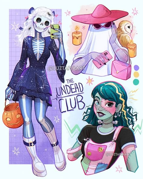 The Undead Club 💀👻⚡ Keeping up with the spirit of the season introducing these spooky gals. They are my takes on of course: an Skeleton… | Instagram Luz Tapia Art, Pumpkin Girl, Arte Monster High, Monster High Art, Meant To Be Together, My Drawings, Art Appreciation, High Art, Creepy Cute