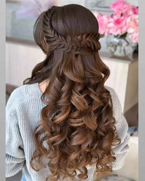 Glass Hair, Hoco Hair Ideas Medium, Long Hair Wedding Styles, Hair Up Styles, Hairdo For Long Hair, Short Hair Styles Easy, Easy Hairstyles For Long Hair, Wedding Hairstyles For Long Hair, Homecoming Hairstyles