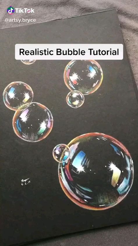 3d Bubble Drawing, How To Paint A Bubble Acrylic, Realistic Bubble Drawing, Bubble Oil Painting, Acrylic Paint Tricks, Bubbles Acrylic Painting, 3d Painting Tutorial, Easy Realistic Paintings Acrylic, Realistic Paintings Easy