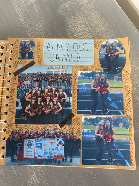 Senior Football Scrapbook Ideas, Scrapbook Ideas Football, High School Scrapbook Ideas Senior Year, Scrapbook Journal Highschool, Scrapbook High School Years, Cheerleading Scrapbook Ideas, High School Photo Album Ideas, Freshman Scrapbook Cover, Senior Year Scrapbook Page Ideas