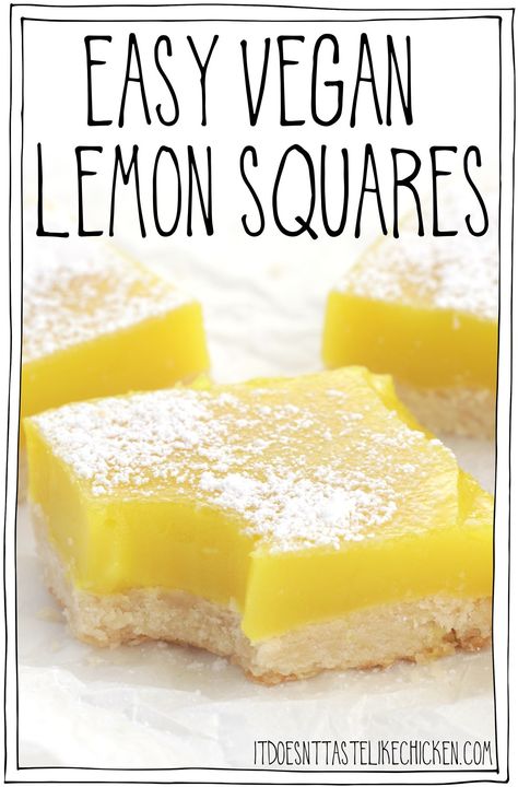 Easy Vegan Lemon Squares • It Doesn't Taste Like Chicken Vegan Lemon Squares, Can You Freeze Lemons, Tart Lemon Curd, Vegan Lemon Bars, Vegan Lemon Curd, Vegan Shortbread, Storing Lemons, Spring Dessert, Frozen Lemon