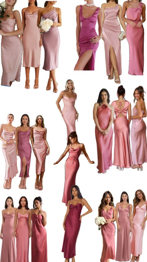 Shades Bridesmaid Dresses, Shades Of Pink Bridesmaids, Shades Of Pink Bridesmaid Dresses, Bridesmaid Dresses Color Palette, Pink Bridesmaids, Pink Bridesmaid Dress, Different Shades Of Pink, Pink Bridesmaid Dresses, Bridesmaid Dress Colors